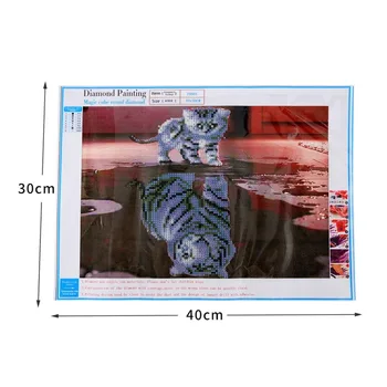 Kačiukas Atspindys Tigras 5D Pilna Deimantų, Tapyba, siuvinėjimas Kryželiu Gyvūnų Siuvinėjimo Mozaikos Namų Dekoro nemokamas pristatymas pardavimas