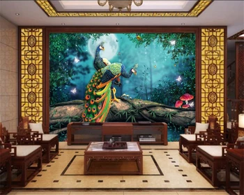 Beibehang Didelis užsakymą tapetai fantasy miško povas TV, sofa kambarį fone sienų apdaila