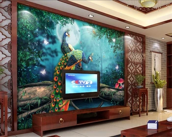Beibehang Didelis užsakymą tapetai fantasy miško povas TV, sofa kambarį fone sienų apdaila