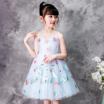 Vasaros suknelė 2019 elegantiškas mados mergaitė drugelis siuvinėjimo korėja stilius vaikai prabanga kamuolys suknelė vestuvių suknelės, šaliai įžymybė
