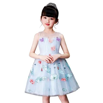 Vasaros suknelė 2019 elegantiškas mados mergaitė drugelis siuvinėjimo korėja stilius vaikai prabanga kamuolys suknelė vestuvių suknelės, šaliai įžymybė
