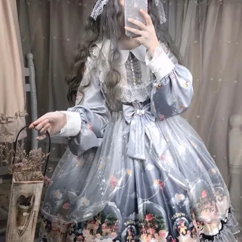 Lolita Japonija Gotikos Šalis Suknelė Minkštas Sisiter Lankas Nėriniai Juoda Suknelė Moterims Princesė Dress Helovinas Kostiumas Mergaitėms Derliaus