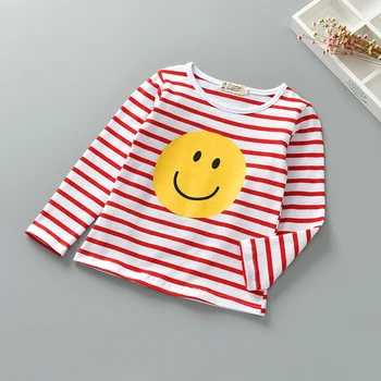 2019 Šypsena Dryžuotas T Marškinėliai Mergina Medvilnės ilgomis Rankovėmis T Marškinėliai Mergaitėms Dryžuotas marškinėliai Vaikų Vaikai Minkštas Pavasario Berniukai Tees