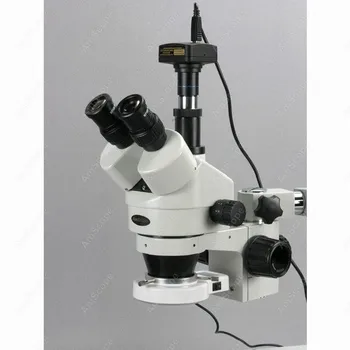 LED Bumas Stovi Mikroskopas--AmScope Prekių 3,5 X-45X LED Bumas Stovėti Stereo, Zoom Mikroskopas + 1.3 MP Kamera