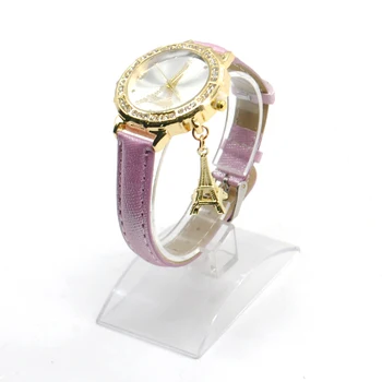 Nauja Mada & Atsitiktinis Prabangos Žiūrėti Moterų Oda Laikrodžiai laikrodis moterų Eifelio Bokštas Suknelė Kvarciniai Laikrodžiai