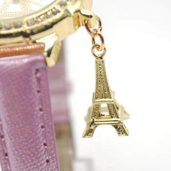 Nauja Mada & Atsitiktinis Prabangos Žiūrėti Moterų Oda Laikrodžiai laikrodis moterų Eifelio Bokštas Suknelė Kvarciniai Laikrodžiai