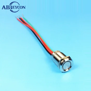 ABBEYCON 16mm liesti tipo dimmertable žiedas led iš Anksto sujungtas, švino aukštos kokybės wateproof mygtukas jungiklis