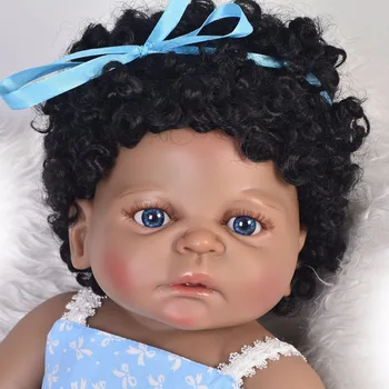 55cm Silikono Atgimsta menina Boneca Realista juoda oda Kūdikių Lėlės Princesė Vaikai, geriausia Dovana Bebes Reborn Lėles lova laiko pl