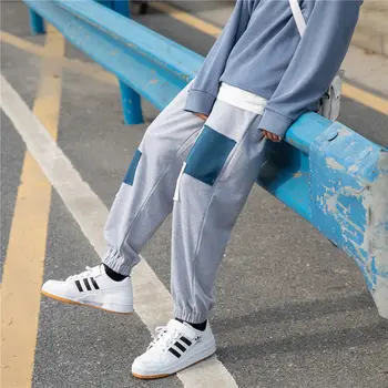 2020 Vyrų Pleistras Atsitiktinis Kelnės Hip-Hop Stilius Laisvas Haremo Kelnės Pilkos Fit Kelnės Streetwear Poilsiu Sweatpants Didelis Dydis M-5XL
