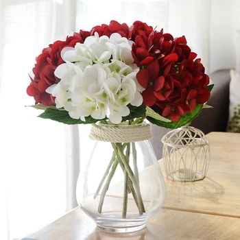 Dirbtinės Gėlės Filialas Vestuves Hydrangea Puokštė Vieną Šilko Audiniai Dirbtinio Dirbtiniais Gėlių Žiedų, Augalų, Džiovintų Gėlių