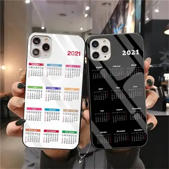 Mados 2021 Kalendorius Telefono dėklas Grūdintas Stiklas iPhone 12 Pro Max Mini 11 Pro XR XS MAX 8 X 7 6S 6 Plus SE 2020 Dangtis