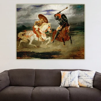 Citon Eugene Delacroix《Mūšis Riteriai,1825》Drobė, Aliejus, Tapyba Meno Plakato Nuotrauką Sienos Fone Dekoro Namų Puošybai