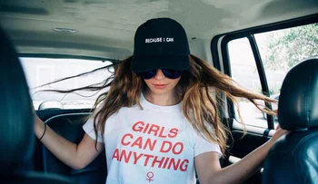 Moterų Šūkis Spausdinti Marškinėlius Tumblr Harajuku Nepriklausomų Juoda Balta Marškinėliai, Femme Merginos Gali Padaryti Viską, T-Shirt