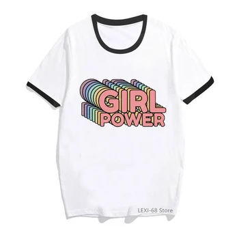 Mergina galia marškinėliai moterims vasaros top moterų Feminists marškinėlius femme GRL PWR Feminizmas viršūnes tee marškinėliai-puikus camisetas streetwear