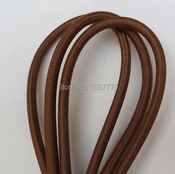 25meters ruda spalva, 2*0.75 tekstilės kabelių priedai veltiniams, vilna lempa laidas