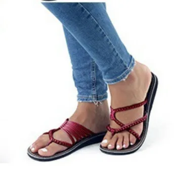 Ponios sandalai Sprogimo Modelių, Didelio Dydžio Moteriški Virvę 2020 M. Vasarą Naujas Paplūdimio Pin Toe Flat Moterų Batai