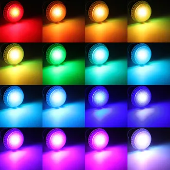DHL Nemokamai!!! GU10/E14/B22 9W 15W RGB LED Lemputės 16 Spalvų Keičiamas RGB LED Lempa su infraraudonųjų SPINDULIŲ nuotolinio valdymo pultas+24keys AC85-265V