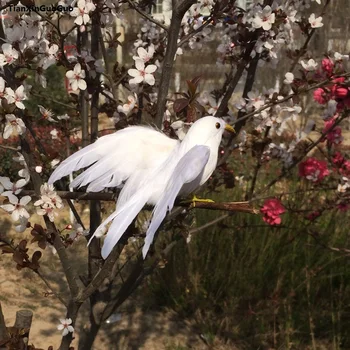 Apie 12x15cm modeliavimas paukštis sunkiai modelis polietileno&plunksnos skleisti sparnus baltas paukštis rankdarbių sodo puošmena s1082