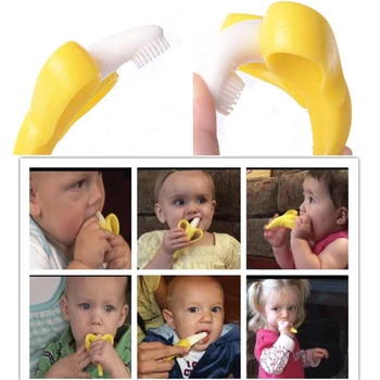 Kūdikių Teether Žaislai Krapinėjimas Saugus BPA Free Bananų Kramtyti Žiedas Silikoninis Kramtyti Dantų Priežiūra, dantų Šepetėlis Slaugos Karoliukai Dovana Kūdikiui