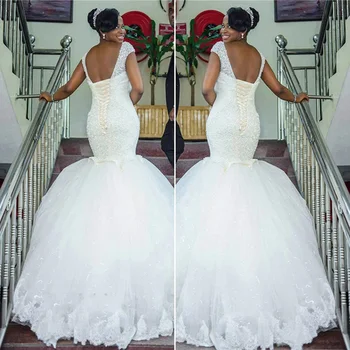 Dubajus Afrikos Arabų Kristalai Duobute Liemenė Vestuvių Suknelė 2020 Nėrinių Undinė Baltos Nuotakos Suknelės Rankų Vestidos De Novia