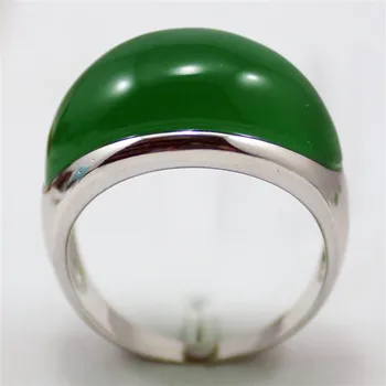 Didmeninė vyro šviesiai žalia Gamtos jade sidabro padengtą žiedas #7--12