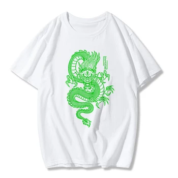 Moterų marškinėliai Streetwear Viršūnes Ulzzang Harajuku T-shirt Vasaros Negabaritinių Prarasti Atsitiktinis Marškinėliai Senovinių Kinų Drakonas Spausdinti Viršuje Tee