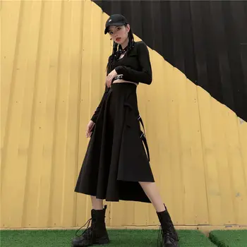 2021 Aukštos Kokybės Nereguliarus Aukšto Juosmens Darbo Suknelė Moterų Japonų Stilius Derliaus Atsitiktinis, Kietas Mergaičių Mados Harajuku Streetwear