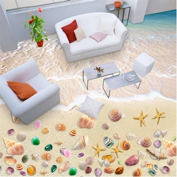 BEIBEHANG Spalvinga kriauklių paplūdimyje 3D paplūdimio grindų asmeninį užsakymą neaustinių ekrano užsklanda, fono tapyba