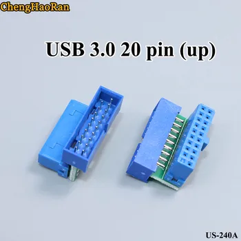 ChengHaoRan 1pcs USB 3.0 20-pin female jungtis vielos tipo aukštyn-žemyn plokštė stačiu kampu keitiklis, vairo galvą 90 laipsnių