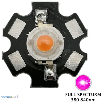 10vnt 3W Visą Spektrą 380-840nm High Power LED Spinduolis Diodų Chip Epileds 45mil apie 20mm Aliuminio PCB, 