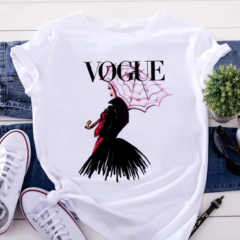 Moterų VOGUE Atspausdintas T-shirt Harajuku Grafinis Mados O-kaklo T-shirt Vasaros trumpomis Rankovėmis Atsitiktinis Gatvės Dėvėti baltus marškinėlius Viršų