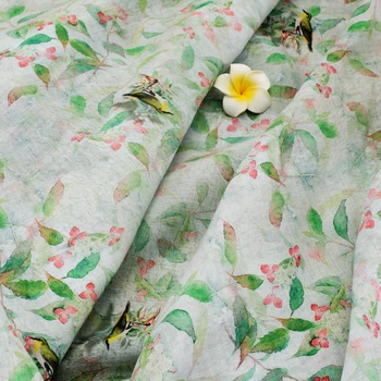 Aukštos klasės greenbird ramės (kiniškosios dilgėlės) spausdinti medvilnės audinio Vestuvinė Suknelė Tiulio Sijonas Medžiagos, audiniai kratinys kumas telas por metro