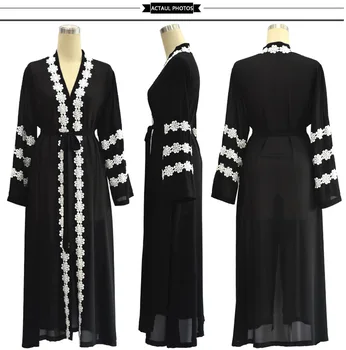 Mados musulmonų siuvinėjimo abaja Arabų Musulmonų Eid opend Kimono Megztinis Sukneles moterų Muzikos Skraiste Ramadanas Rūbeliai wj898