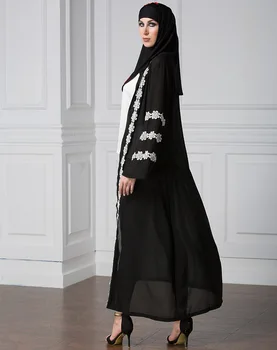 Mados musulmonų siuvinėjimo abaja Arabų Musulmonų Eid opend Kimono Megztinis Sukneles moterų Muzikos Skraiste Ramadanas Rūbeliai wj898