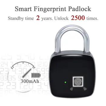 Smart pirštų Atspaudų Spynos, Biometrinių USB įkrovos Vandeniui Užraktas su Finger Print Saugumo Touch Keyless Užraktas Ilgas Budėjimo Laikas