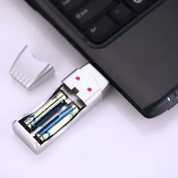 Saugus Praktinių LED Indikatorius USB Prievado Įrankis Nešiojamų 2 Slots AA AAA DC5V Smart Baterijos Kroviklis