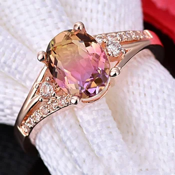 Mados Rose Gold Kristalų, Cirkonio Žiedas Mielos Nuotakos Vestuvių Vestuvinis Žiedas Asmenybės Žavesio Papuošalai Mergina Dovana