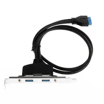 2-Port USB 3.0 Plokštė Galinio Skydo Plėtros Laikiklis Host Adapteris, Kabelis Viela 50 CM