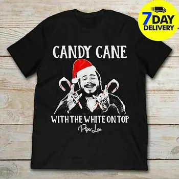 Po Malone Saldainiai Cukranendrių Su Balta Ant Kalėdų T-Shirt