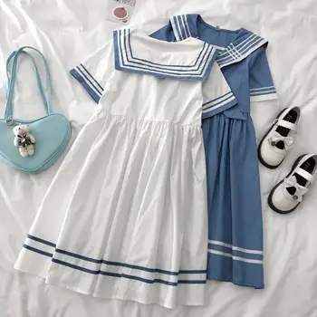 Japonijos JK sailor kostiumas sweet amžiaus sumažinimo trumpas rankovėmis suknelė mergina studentų cute little vidutinio ilgio suknelė vasarai
