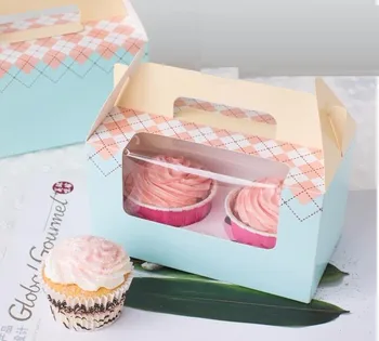 Aišku, dovana cupcake pakavimo dėžės su rankena dovanų paketą popieriaus keksiukai dėžutė vestuvių dovana pyragas apdaila lauke cupcake wrapper