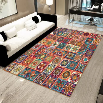 Retro etninės stiliaus Šiaurės kilimų gyvenimo kambario, miegamasis modelis grindų kilimėlis, kavos staliukas, sofa-namų kiliminė danga, vonios kambarys, neslidžia grindų kilimėlis