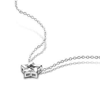 Mažos Žvaigždės Choker Karoliai Moterų 925 sterlingas sidabro Grandinės Smalll Star Pakabukas ant kaklo Bohemijos Chocker sidabro Papuošalai