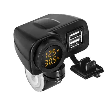 Dual USB Įkroviklis Vandeniui Lizdas, Maitinimo Lizdas Su Voltmeter LED Skaitmeninis Ekranas 12V 24V Automobilio RV Valtis Motociklas