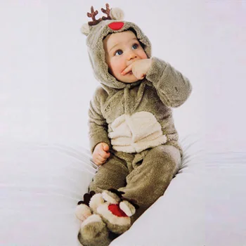 Kalėdos Elniai Naujagimiui Hoodies Jumpsuit Rudens Žiemos Kūdikiams Kūdikių Mergaitės Berniukai Romper Krapinėjimas Drabužiai