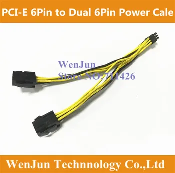 16AWG/18AWG PCI-E 6Pin dual 6Pin vyrų ir moterų GPU splitter Maitinimo kabelis su 20CM vielos Grafinio vaizdo plokštė-50pcs