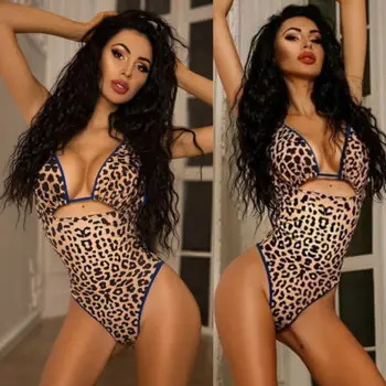 Aukštos Sumažinti Brazilijos Maudymosi Kostiumėlį Vienos Dalies Sexy Sutvarstyta Leopard Bikini 2019 Push Up Maudymosi Kostiumėliai Moterims, Styginių Monokini Kutas Bodysuit