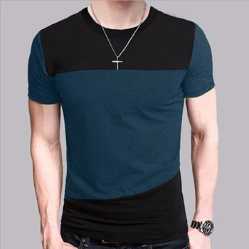 Vasaros vyriški slim apvalios kaklo vyriški trumparankoviai marškinėliai atsitiktinis marškinėliai viršuje trumpi marškinėliai