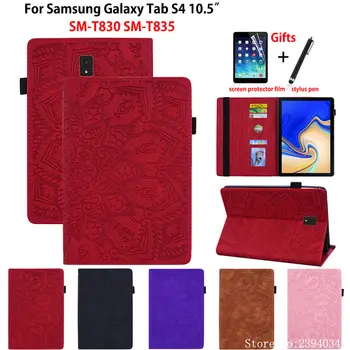 Funda Samsung Galaxy Tab S4 10.5 Padengti T830 T835 SM-T830 SM-T835 Coque Iškilumo Silikono PU Odos Stovėti Shell +Dovana