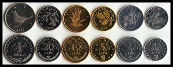 Kroatija monetos 6pieces/ Set UNC originalios Monetos Ne išplatintas